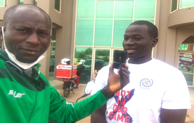 Minister for Youth and Sport of the Gambia, Bakary Badjie being interviewed during the run.